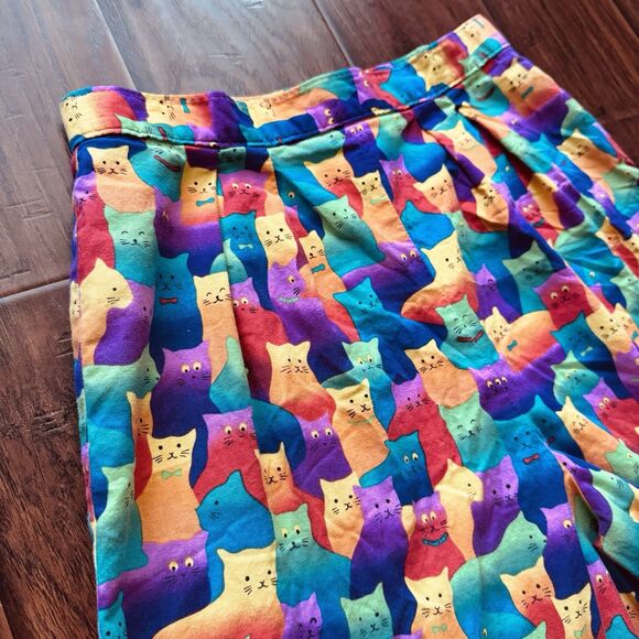 Handmade Rainbow Cat Print Womens Jorts Colorful Festival Pride Waist 29” Size 6 - Picture 14 of 16